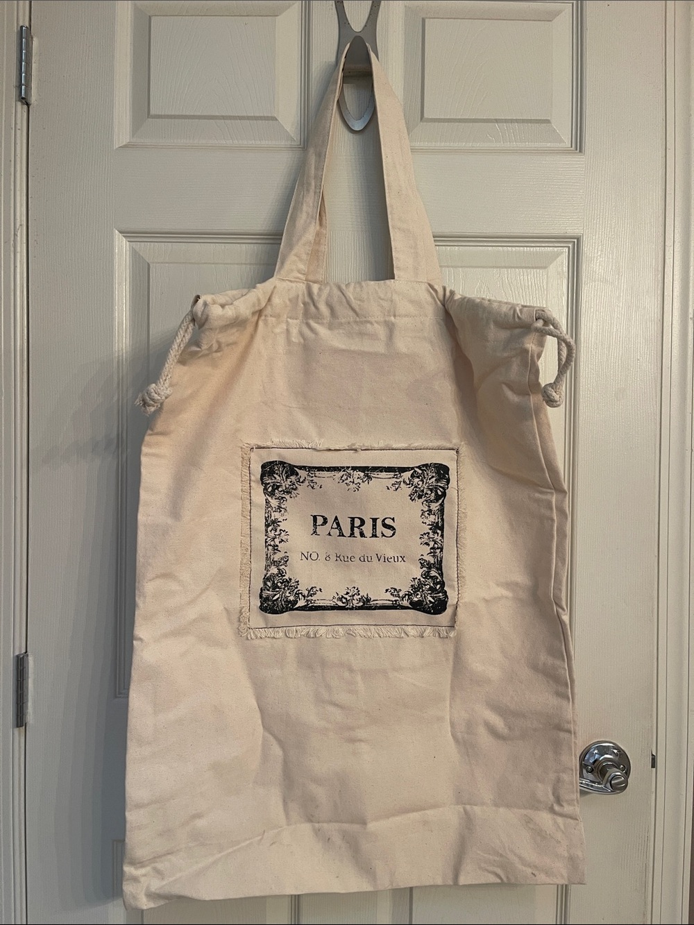 Paris Graphic Canvas Tote Bag in Natural